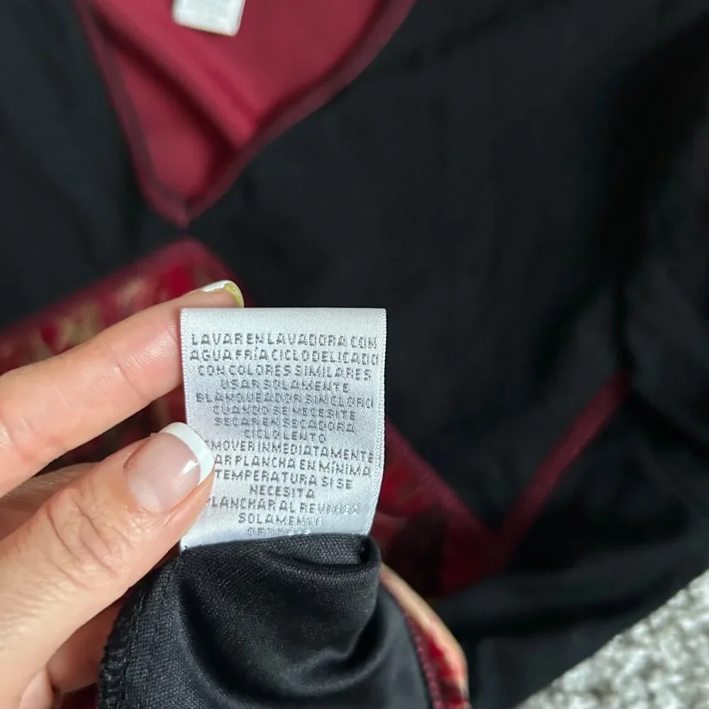 Worthington Womens Y2K Medium Floral Velvet & Black Long Sleeve V-Neck Top - Picture 10 of 11